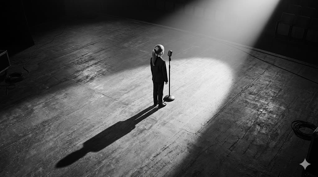 A performer under spotlight on stage